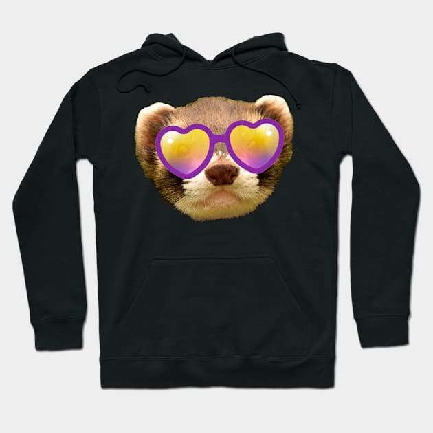 Cute Ferret in Heart-Shaped Sunglasses Hoodie by CeeGunn